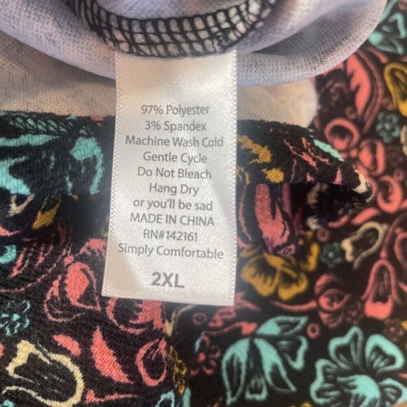 Lularoe Cassie Skirt 2XL Black Pink Bright Flowers -New With Tags Pencil Stretch - Picture 9 of 11
